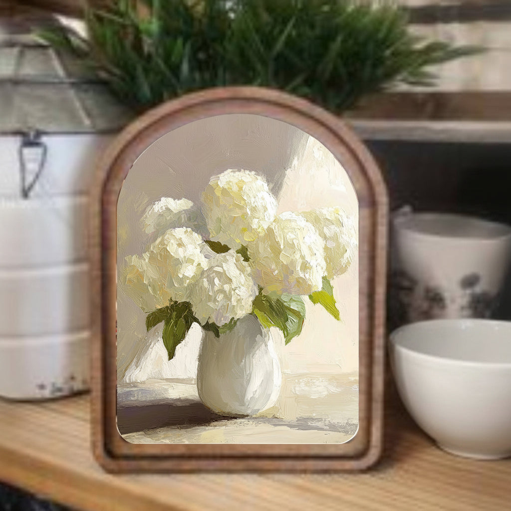Arch Top Hydrangea Vase Framed Art