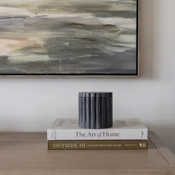 Fluted Jar Canister Black Marble