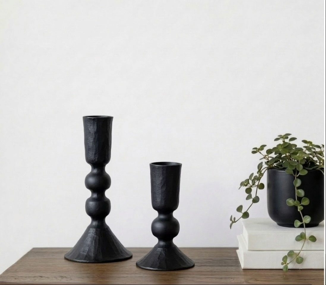 S/2 Black Candle Holders