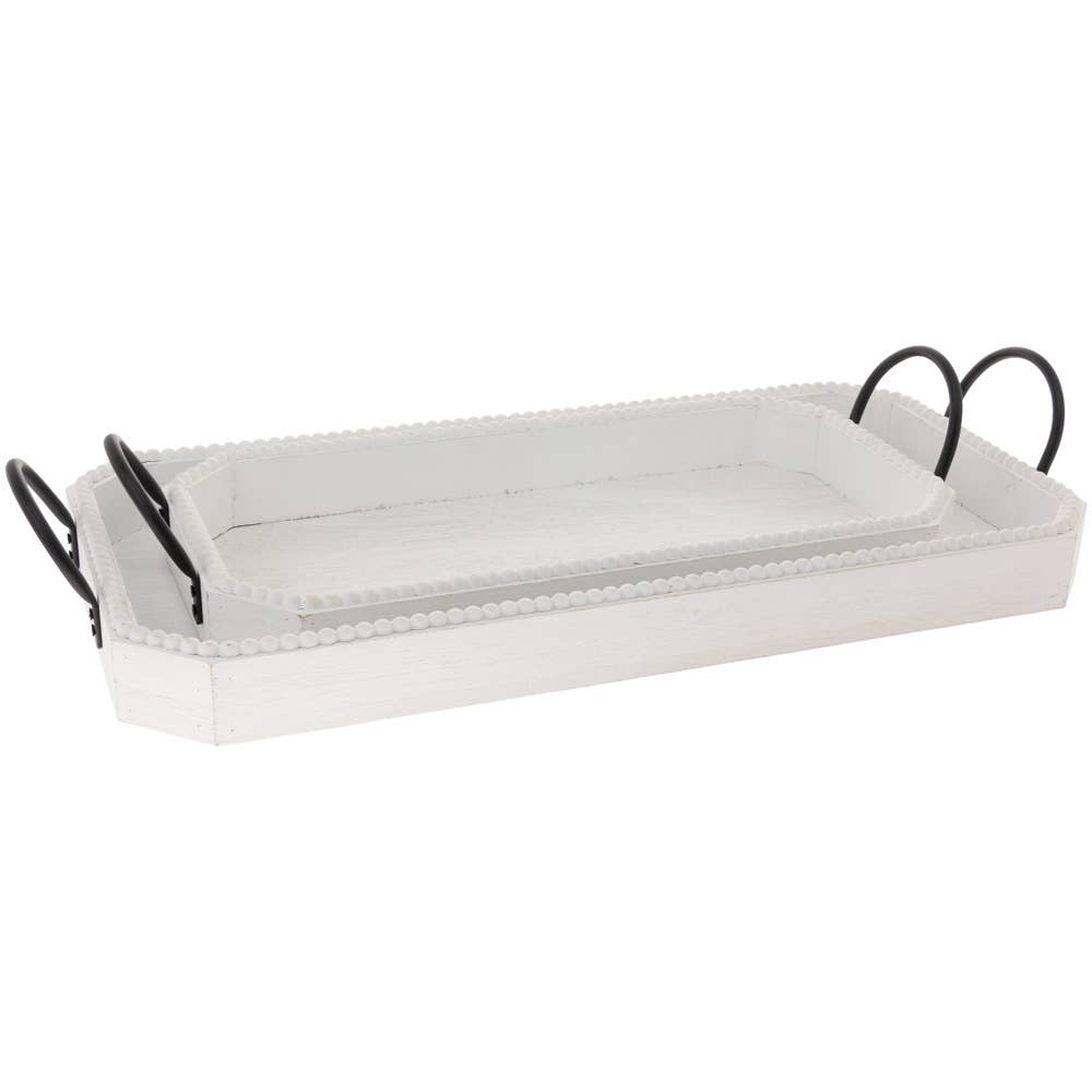 White Trays with Bead Edge