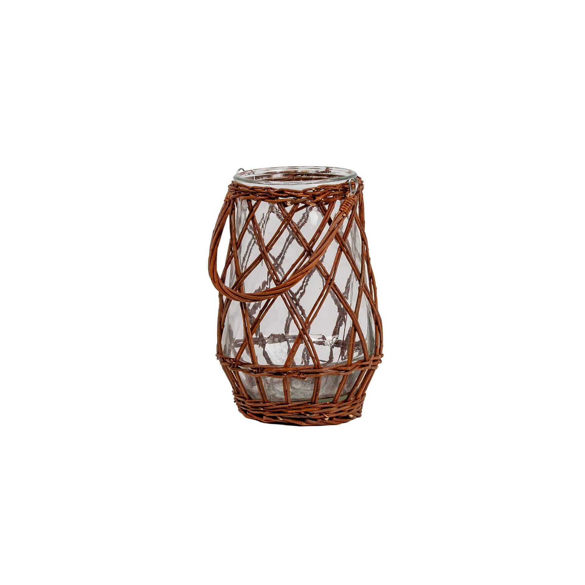 LARGE UNPEELED WILLOW WRAPPED LANTERN WITH HANDLE