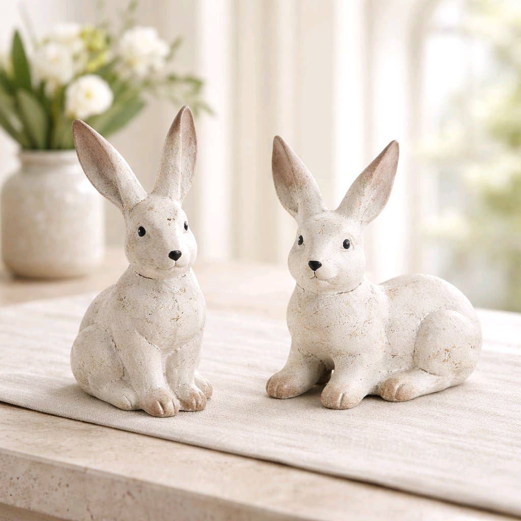 White Ceramic Bunny Asst 8in Tall