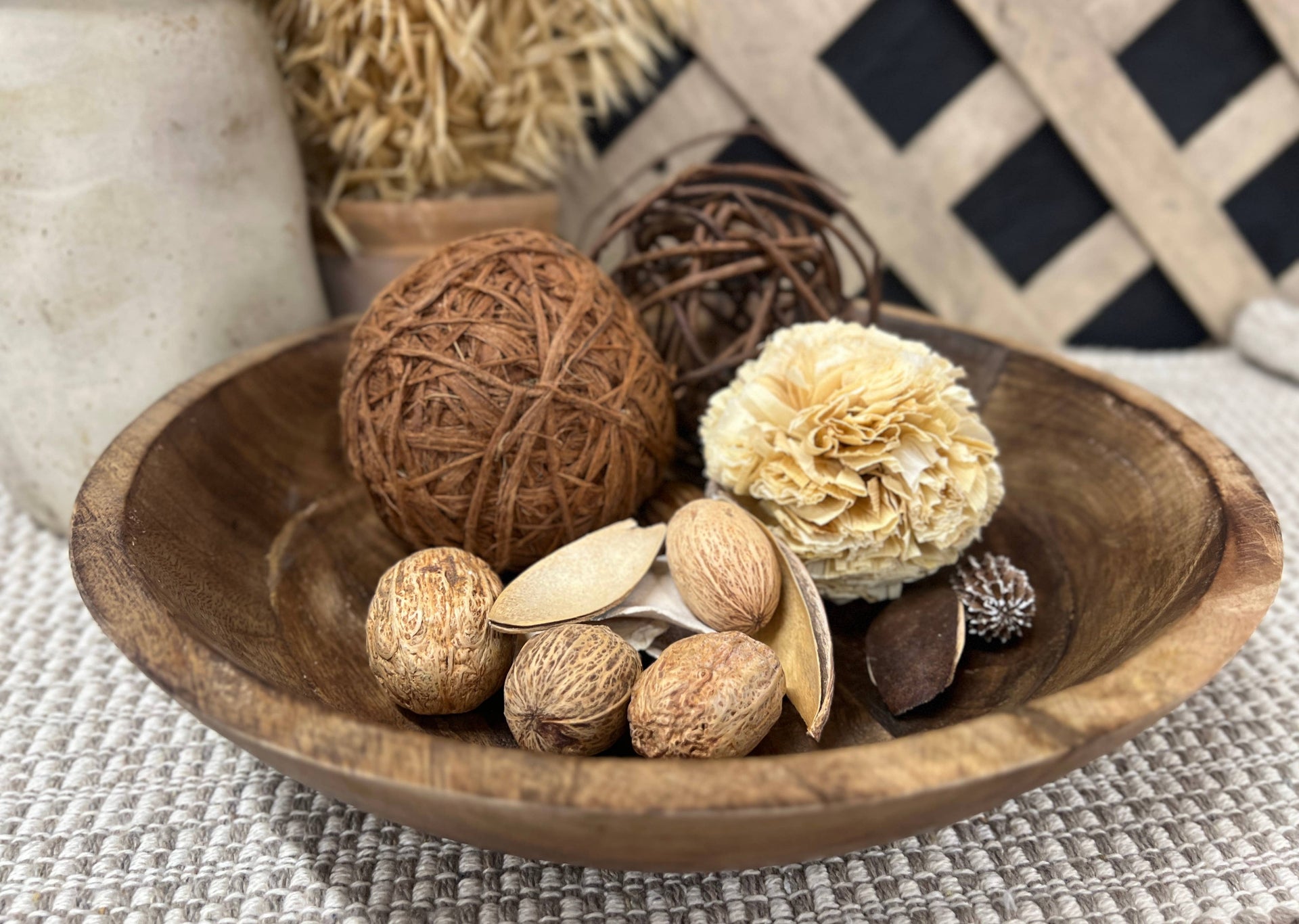 Dark Wooden Bowl 12x12x2.5in