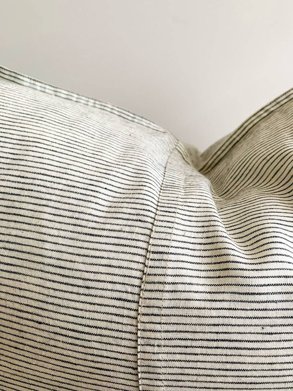Pure French Linen Lumbar Cushion - Pinstripe