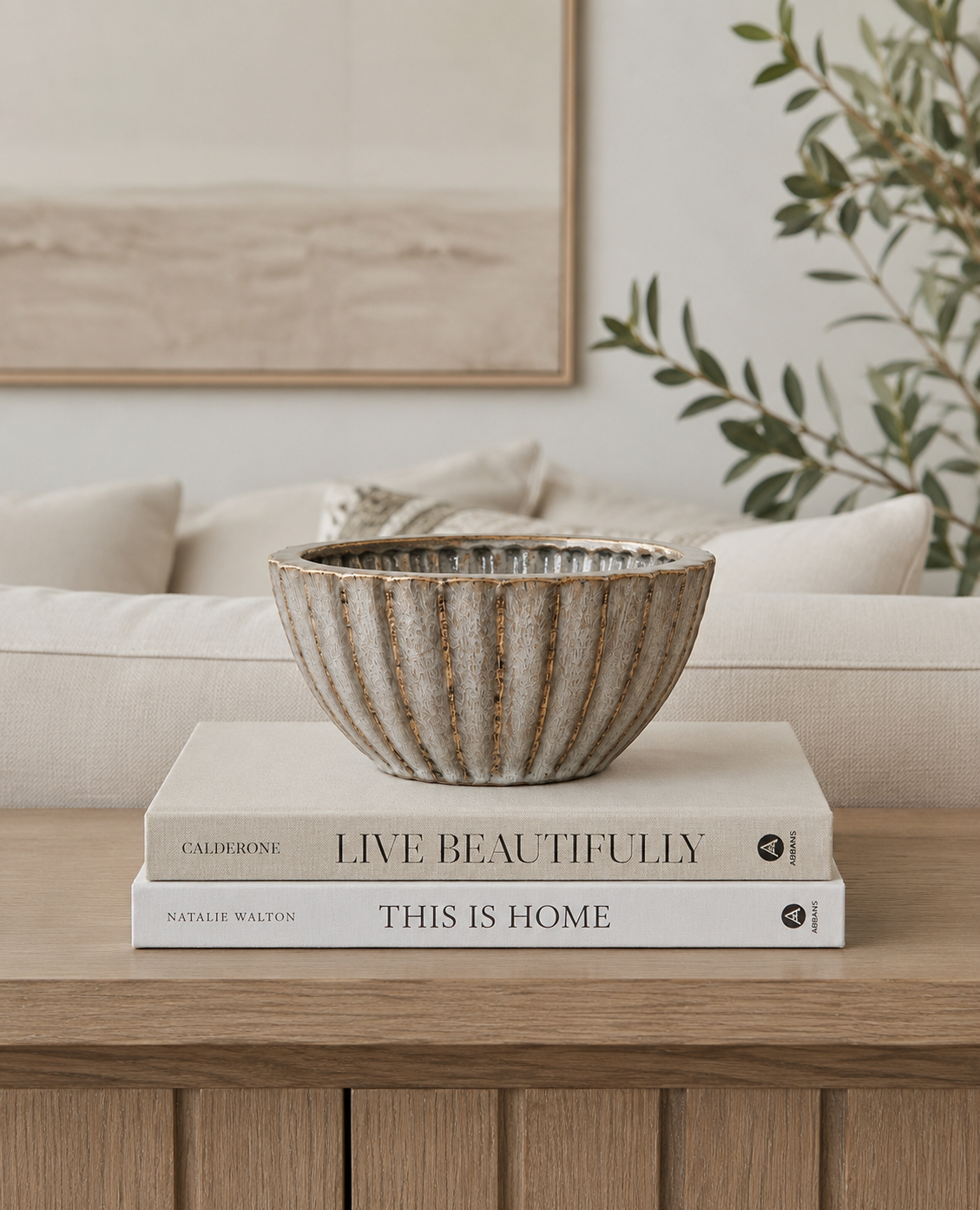 7.25" TAUPE SCALLOPED BOWL