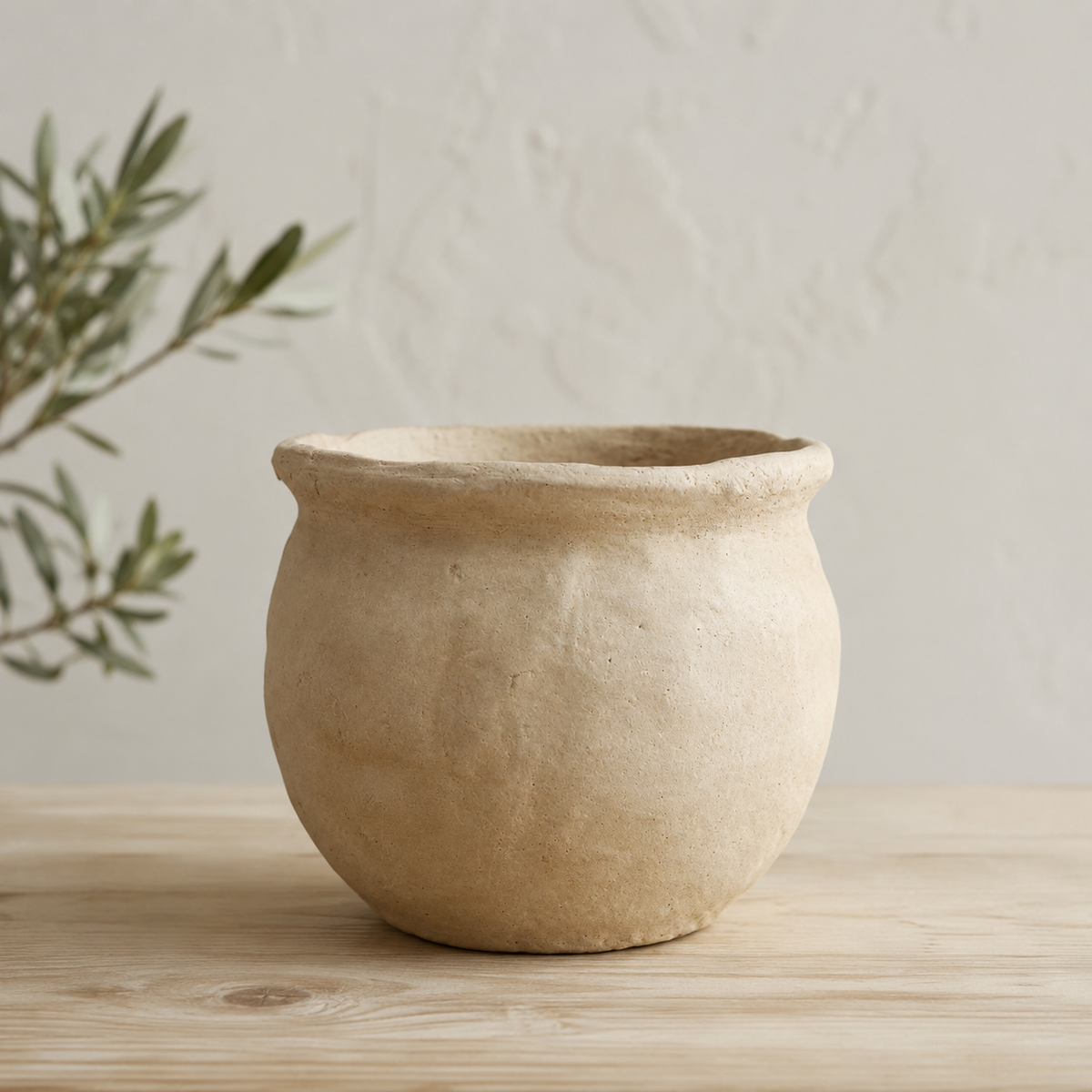 Pale Beige Cement Urn Pot