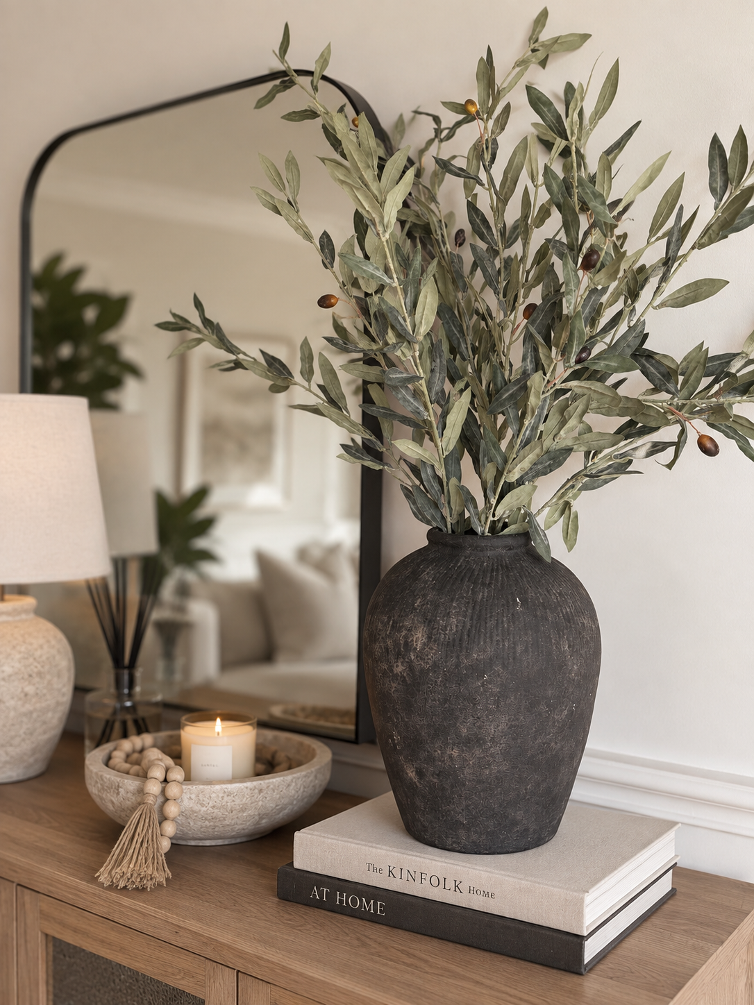 Tuscan Flocked Olive Stem