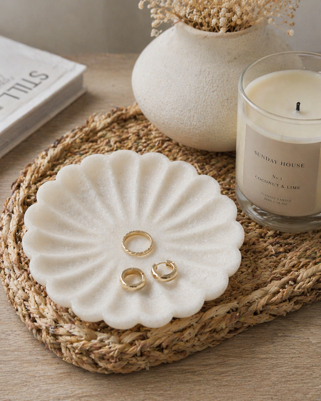 Scalloped Stone Dish