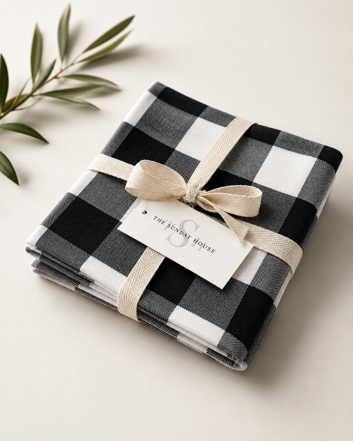 Black & White Plaid Tea Towel
