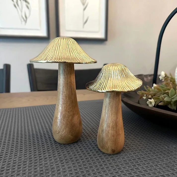 Gold Cap Decrotive Wood Mushroom