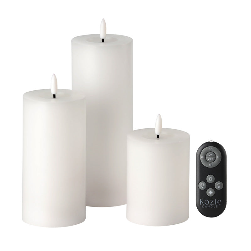 LED Kozie Kandles – White Gift Box Set of 3