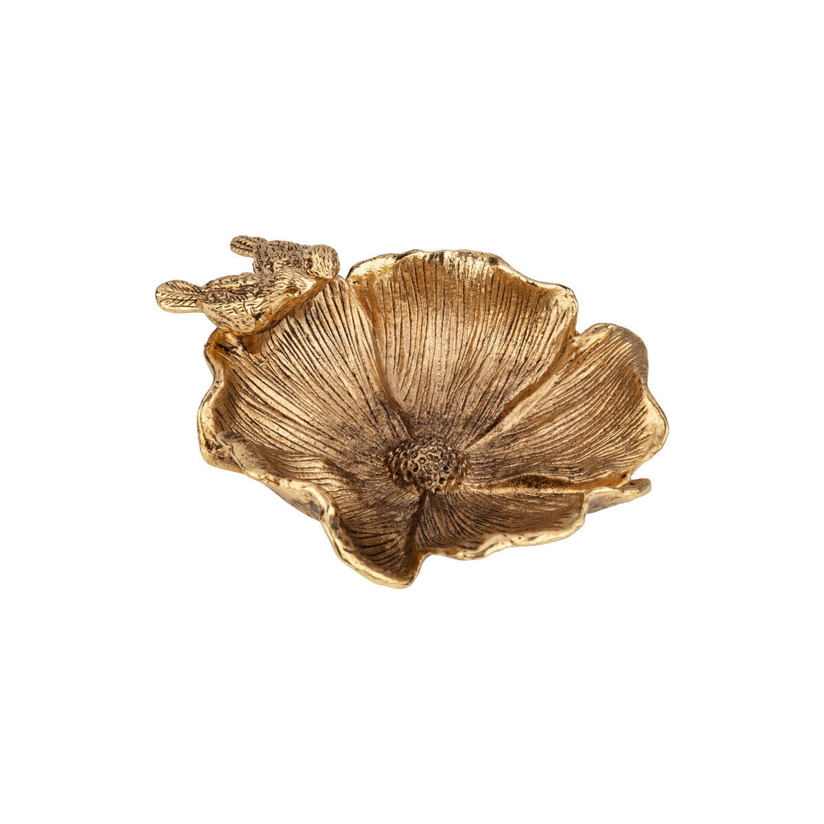 Gold Electroplated Magnolia Trinket Tray with Bird Couple