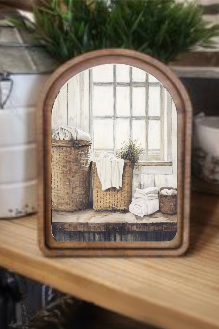 Arch Top Laundry Baskets Framed Art