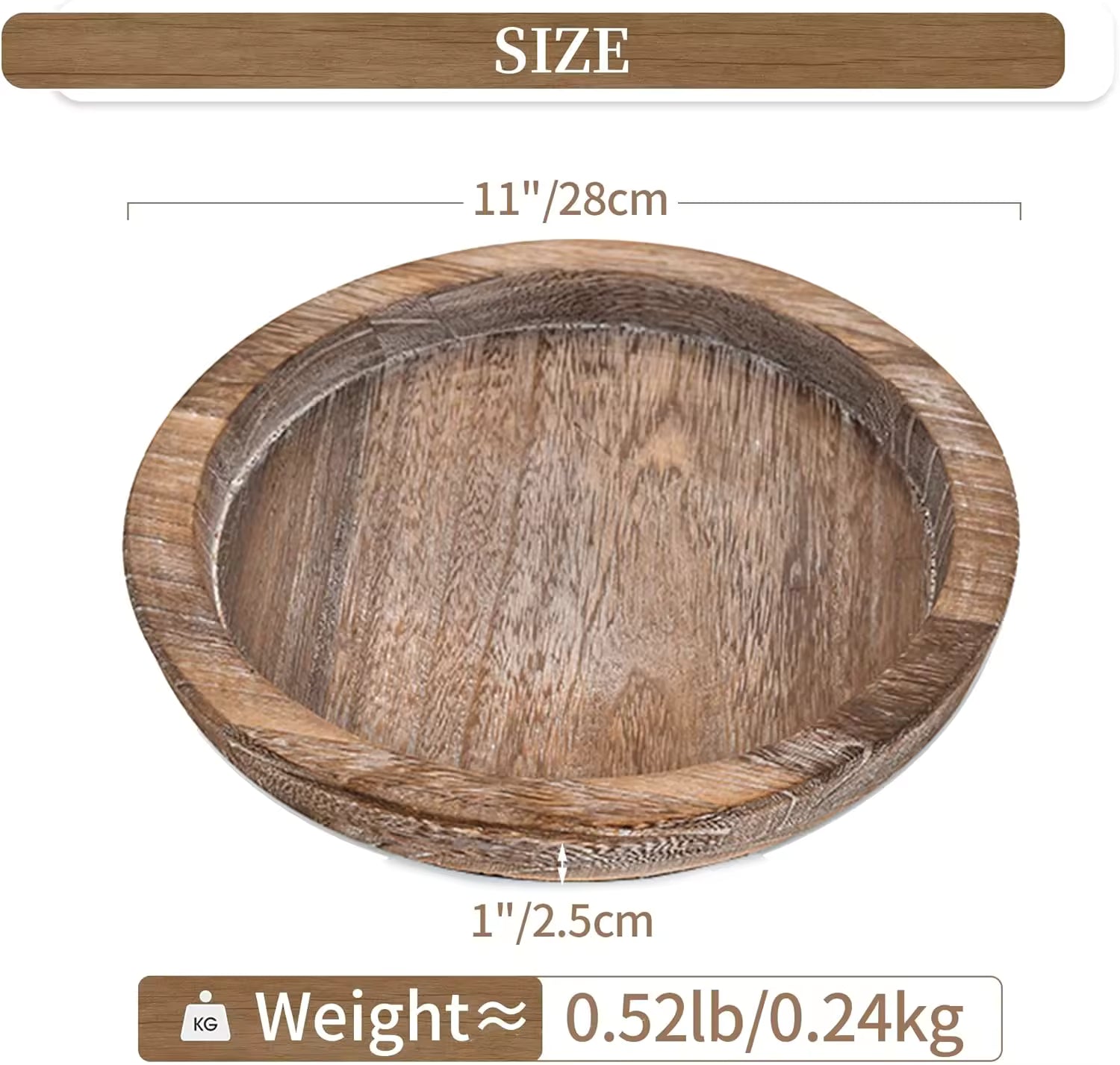 Paulownia Wood Serving Tray 11"